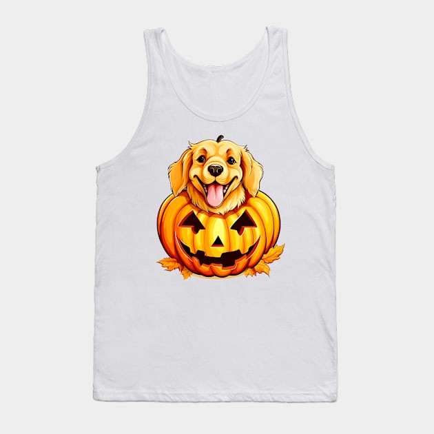 Halloween Golden Retriever Dog #5 Tank Top by Chromatic Fusion Studio